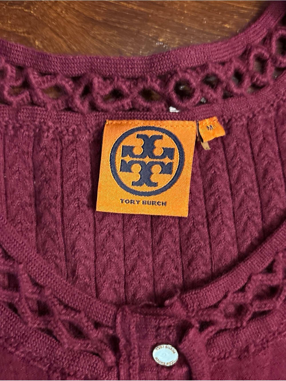 Tory Burch Medium Ashlyn Knit Henley Sweater Dress Maroon Short Sleeve Sheath - Picture 4 of 11